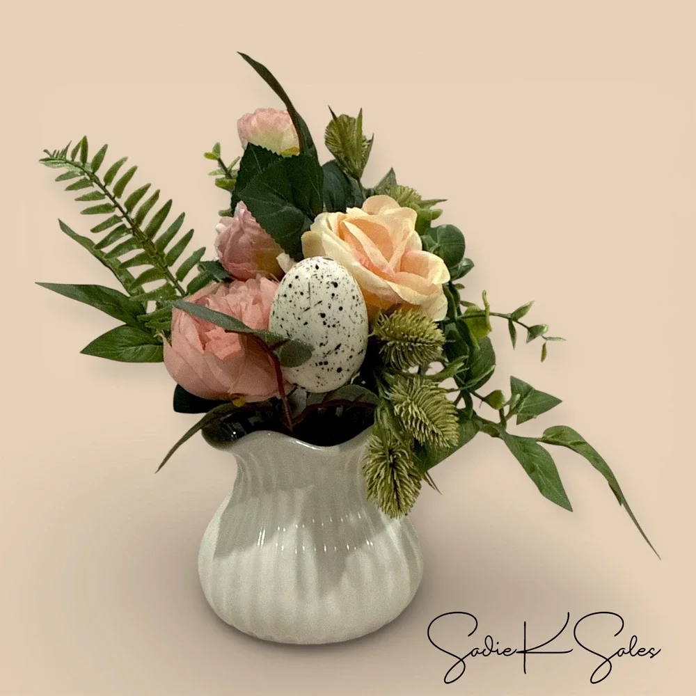 My‎ Texas House Easter Floral Arrangement Speckled Egg Accent